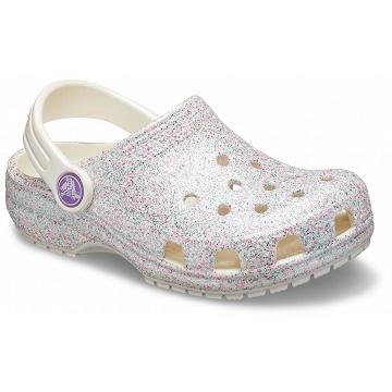 Zuecos Crocs Classic Glitter Niña Plateados | Mexico 1497GSOL